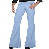preiswerte Unterteile-Retro Vintage 1970er Lange Länge Hose Schlaghosen Hippie Einfarbig Herren Maskerade Alltagskleidung Pride Parade Pride-Monat Erwachsene Hose Frühling &amp; Sommer