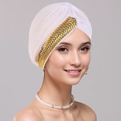 billige Tilbehør til hårstyling-Hodeplagg Polyester / bomullsblanding Solhatt Turbaner Avslappet Kirke Med Sløyfer Paljett Hodeplagg Hodeplagg