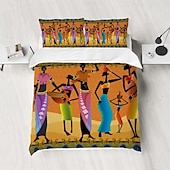 cheap Duvet Cover Sets-Three piece set of African primitive tribal character prints down duvet cover hotel bedroom guest room famous guest bed bedding comfortable set 1 down duvet cover 2 pillowcases king size bed s