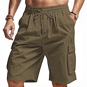 baratos Clássico-Homens Bermuda Cargo Shorts de verão Bermudas Shorts casuais Com Cordão Bolso multi Perna reta Tecido Respirável Pavio Humido Comprimento do joelho Ao ar livre Casual Corrida Moda Roupa de rua