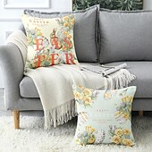 billiga Kuddfodral för semester-Påskkanin ägg dekorerade kastkuddar överdrag 1 styck mjukt kvadratiskt soffkuddöverdrag kuddfodral för sovrum vardagsrum soffa stol