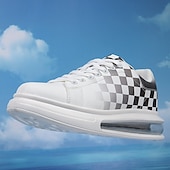abordables Occasionnel-Baskets tendance à carreaux blancs et verts pour hommes avec semelle coussinée - chaussures décontractées élégantes pour le printemps et l&#039;été