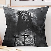baratos Capa de almofada de férias-Capa de Almofada Decorativa de Páscoa Cruz Jesus 1PC Capa de Almofada Quadrada Macia para Quarto Sala de Estar Sofá Cadeira