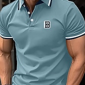 economico Polo classica da uomo-Per uomo Lettera Polo Sportivi Manica Corta Magliette polo Camicie con Colletto Business Casual Scuola All&#039;aperto Abbigliamento quotidiano Abbigliamento da casa Stampa 3D Estate Primavera Autunno