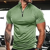 economico magliette di base-Per uomo Maglietta Manica Corta Maniche Corte Collo alla coreana Zip a un quarto Estate Primavera Tinta unica Semplice Sport Essenziale Con zip Vacanza Streetwear Casuale Blu chiaro Nero Bianco