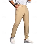 baratos Magro-Homens Social Calças chinês Botões Bolsos Tecido Conforto Formal Festa Trabalho Moda Estilo Clássico Exército verde Preto Micro-Elástica