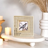 abordables Cadres photo-cadre photo décoratif floral 3D doré, cadre ovale de 5,7 pouces &amp;Cadre rectangulaire 4x6 pouces, cadre photo de table en résine, affichage horizontal et vertical pour la décoration intérieure et les