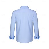 voordelige Overhemden voor heren-Voor heren Overhemd Effen Bruiloft Werk Licht Blauw Zwart Wit Lange mouw Verspreide kraag Zomer Lente Kleding