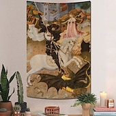 economico Arazzo Medievale-Arazzo medievale Arazzo del Medioevo Arte bizantina Grande arazzo Decorazione murale Fotonotizia Tenda Decorazione per casa Camera da letto Soggiorno San Giorgio e il drago
