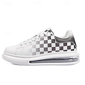 abordables Occasionnel-Baskets tendance à carreaux blancs et verts pour hommes avec semelle coussinée - chaussures décontractées élégantes pour le printemps et l&#039;été