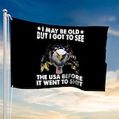 ieftine Steaguri de grădină, banner-Decoruri interioare/exterioare cu gauri de ziua independenței de 4 iulie steag patriotic decorațiuni pentru curtea casei americane banner de vacanță