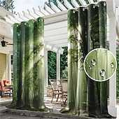 economico Tende impermeabili-tende da esterno tenda impermeabile antivento e resistente alle intemperie per patio, capanna, veranda, pergola e gazebo, telo superiore con occhiello, paesaggio forestale a 2 pannelli