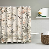cheap Shower Curtains-Shower Curtain with Hooks 180cm*180cm(70&quot;*70&quot;) Polyester Washable Waterproof Pattern Bathroom Bathtub Decor Floral Bird Plant
