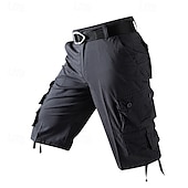 cheap Classic-Men&#039;s Capri Cargo Shorts Cargo Shorts Capri Pants Shorts Summer Shorts Zipper Multiple Pockets Flap Pocket Plain Comfort Breathable Knee Length Outdoor Vacation Sporty Casual Red Khaki