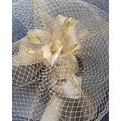 cheap Fascinators-Fascinators Net Veil Hat Wedding Ladies Day With Feather Cap Headpiece Headwear