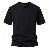 billiga Casual T-shirts för män-Herr T-shirt T-shirts Kortärmad tröja T-tröja Kortärmad V-slits Sommar Slät Mode Designer Grundläggande Klassisk Semester Gata Utekväll Svart Vit Ljusgrå Topp t-shirt för män