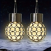 economico Striscie luci ad energia solare-2 pezzi di luci esterne a LED solari, lampadari appesi, lanterne esterne impermeabili con luce che cambia colore per decorazioni per le feste in giardino, balcone, cortile