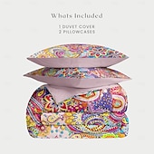cheap 100% Cotton-Bohemian Duvet Cover Set 100% Cotton Soft and Breathable Bedding Featuring Colorful Flowers Lightweight and Durable Quilt Cover Comfortable for All Seasons Easy to Care