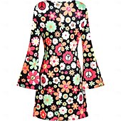 baratos Conjuntos-Retro Vintage Anos 60 Anos 70 Traje Cosplay Roupa Conjunto de acessórios Hippie Mulheres Carnaval Baile de Máscaras Espetáculo Festa Parada do Orgulho Adulto 1 Colar Blusa Brincos