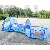 baratos Atividade ao Ar Livre-Tenda de playground três em um com tema oceânico, dobrável e portátil, adequada para uso interno.