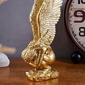 cheap Wall Sculptures-Gold Kneeling Angel Desktop Decoration, Resin Material Salvation Angel Sculpture, Handmade Craft for TV Background Wall, Entryway, Study, and Office Desk Decor
