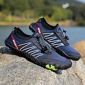 economico Sneakers Casual-scarpe da ginnastica da uomo a piedi nudi - rosso brillante, suola robusta, design senza lacci - perfette per escursioni e avventure all'aria aperta