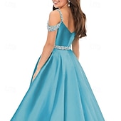 baratos Vestidos para Menina das Flores de Casamento-Cauda Arrastando  Escovando Vestido de Florista Princesa Concurso  Performance Juniors Vestido de Festa Bonito Seda com Beading Elegante Para 3-16 Anos dress to impress