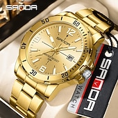 cheap Quartz Watches-SANDA 3265 Men&#039;s Quartz Watch Simple and Fashionable Large Dial Night Light Waterproof Band Calendar Wristwatch