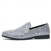 levne Pánské nazouváky a mokasíny-pánské plesové boty - zlaté třpytivé slip-on mokasíny pro okouzlující večerní nošení