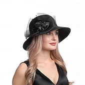 billige Partyhatter-Hatter Organza Solhatt Ferie Te Fest Hesteveddeløp Cocktail Elegant Vintage Søt Med Blomster Hodepryd Hodeplagg