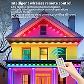 お買い得  USB電源-家のための恒久的な屋外ライト RGB 15m/10m LED ストリングライト 防水 スマート LED 軒先ライト アプリ付き &amp;リモコンクリスマスパーティー、毎日のハロウィーン、すべての休日の装飾、家の屋根と庭の照明
