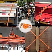 cheap Car Organizers-1Count Heavy-Duty Ratchet Tie Down Straps - 1in x 16Ft 5000 LBS Break Strength Double J Hook Cargo Securing Moving And Hauling Essentials For Trucks Trailers And Boats