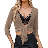 voordelige moeders wikkels-Damesomslag Elegant 3/4 mouw Chiffon Bruiloftsomslagen Met Pure Kleur Voor Feest Lente zomer