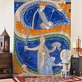 cheap Medieval Tapestry-Medieval Tapestry Middle Age Tapestry Gothic Art Large Tapestry Mural Decor Photograph Backdrop Home Bedroom Living Room Manuscript Illumination with the Beheading of Saint Paul in an Initial S