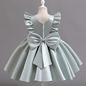 preiswerte Partykleider-Kleinkind Mädchen Partykleid Blumen Ärmellos Hochzeit Party Gerafft Reißverschluss Knotenbinde Niedlich Prinzessin Polyester Knielang Partykleid Sommer Frühling Herbst 4-7 Jahre Weiß Champagner
