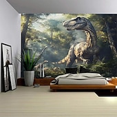 billige landskapsteppe-en skog dinosaurer billedvev veggkunst stor billedvev veggmaleri dekor fotografi bakteppe teppe gardin hjem soverom stue dekorasjon