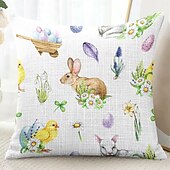 cheap Holiday Cushion Cover-Easter Rabbit Eggs Decorative Toss Pillows Cover 1PC Soft Square Couch Cushion Case Pillowcase for Bedroom Livingroom Sofa Chair