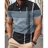  Ανδρικά Πουκάμισο γκολφ Μπλουζάκια Golf Polos Causal Δουλειά Πέτο Κοντομάνικο Βασικό Μοντέρνα Ριγέ Κουρελού Κουμπιά Καλοκαίρι Κανονικό Ροζ+Πορτοκαλί Σκούρο Ροζ Γκρίζο Πουκάμισο γκολφ