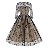 preiswerte Kleider-Retro Vintage 1950er Kleid Swing-Kleid Damen Karneval Maskerade Alltagskleidung Junggesellinnenabschiedsparty Erwachsene Kleid Abschlussballkleider