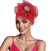 baratos Chapéus e Fascinators-Chapéu Combinação Poliéster / Algodão Chapéu mole turbantes Casual Igreja Estilo bonito Com Pedrarias Flor Capacete Chapéu
