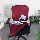 preiswerte Wasserdichte Abdeckung-Stretch-Stuhlbezüge für Computerstühle, wasserdicht, Kunstleder, geteilter Bürostuhlbezug, Gaming-Sessel, Sitzbezug, schmutzabweisend, abnehmbar