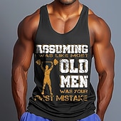 cheap Men&#039;s 3D Tank Tops-Men&#039;s Funny Slang Vest Top Sleeveless T shirt 3D Print Crew Neck Shirt Sports Fashion Daily Gym Hiking Red Blue Green Summer Spring Clothing Apparel S M L XL XXL XXXL