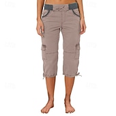 economico pantaloni cargo da donna-Per donna Pantaloni capri Pantaloni da paracadute Moda Streetwear Lunghezza al polpaccio Naturale Blocco di colori Coulisse Tasca Comodo All'aperto Confortevole Streetwear Uscire Rosso arancione