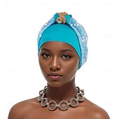 levne Svatební čelenka-Doplňky do vlasů Směs polyester / bavlna Korálky Se širší krempou Turbany Svatební Narozeniny S Třpytky Flitry Přílba Pokrývky Hlavy