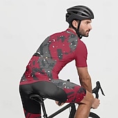 tanie Męskie koszulki-Męskie Koszulka rowerowa Krótki rękaw Rower Tee Tshirt Dżersej z 3 tylnymi kieszeniami Kolarstwo górskie Oddychający Szybkie wysychanie Anatomiczny kształt Odprowadzające wilgoć Burgundowy Granatowy