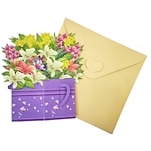 זול Party Supplies-1 יחידה כרטיס מוקפץ ליום האם שמח עם כרטיס פתק ומעטפה אמא הכי טובה אי פעם כרטיס ברכה תלת מימד פרחים פרפרים קופסא קופסא כרטיס מתנה הטובה ביותר לאמא אמא סבתא סבתא חורגת בת וומה