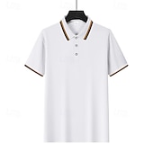 billige Klassisk poloskjorte for menn-Herre Golf skjorte Piké poloskjorter Virksomhet Avslappet Ribbet polokrage Kortermet Mote Grunnleggende Helfarge Knapper Sommer Vår &amp; Vinter Normal Mørkegrå Sjø blå Svart Hvit Lysegrønn Rød Golf