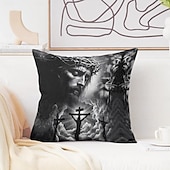 baratos Capa de almofada de férias-Capa de Almofada Decorativa de Páscoa Cruz Jesus 1PC Capa de Almofada Quadrada Macia para Quarto Sala de Estar Sofá Cadeira