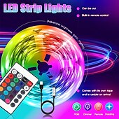 abordables Decoración y lámparas de noche-Tira de luces decorativas coloridas con control remoto por infrarrojos y aplicación de 24 teclas LED de ambiente, adecuada para iluminación de ambientes de salas de estar y dormitorios