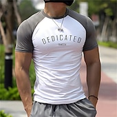 cheap Men&#039;s Casual T-shirts-Men&#039;s Gym Shirt Compression Shirt Fitness Shirt Crew Neck Short Sleeves Casual Daily Gym Quick dry High Stretch Sweat wicking Patchwork Color Block Black White Hot Stamping Activewear Polyester